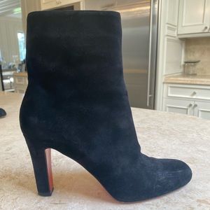 Christian louboutin boots black suede red soles heels 38 booties worn once